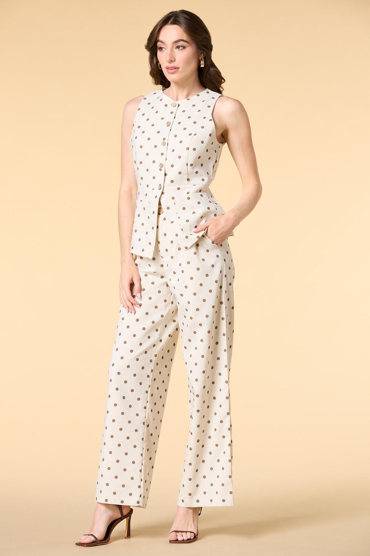 Versona dot in here linen trousers NATURAL