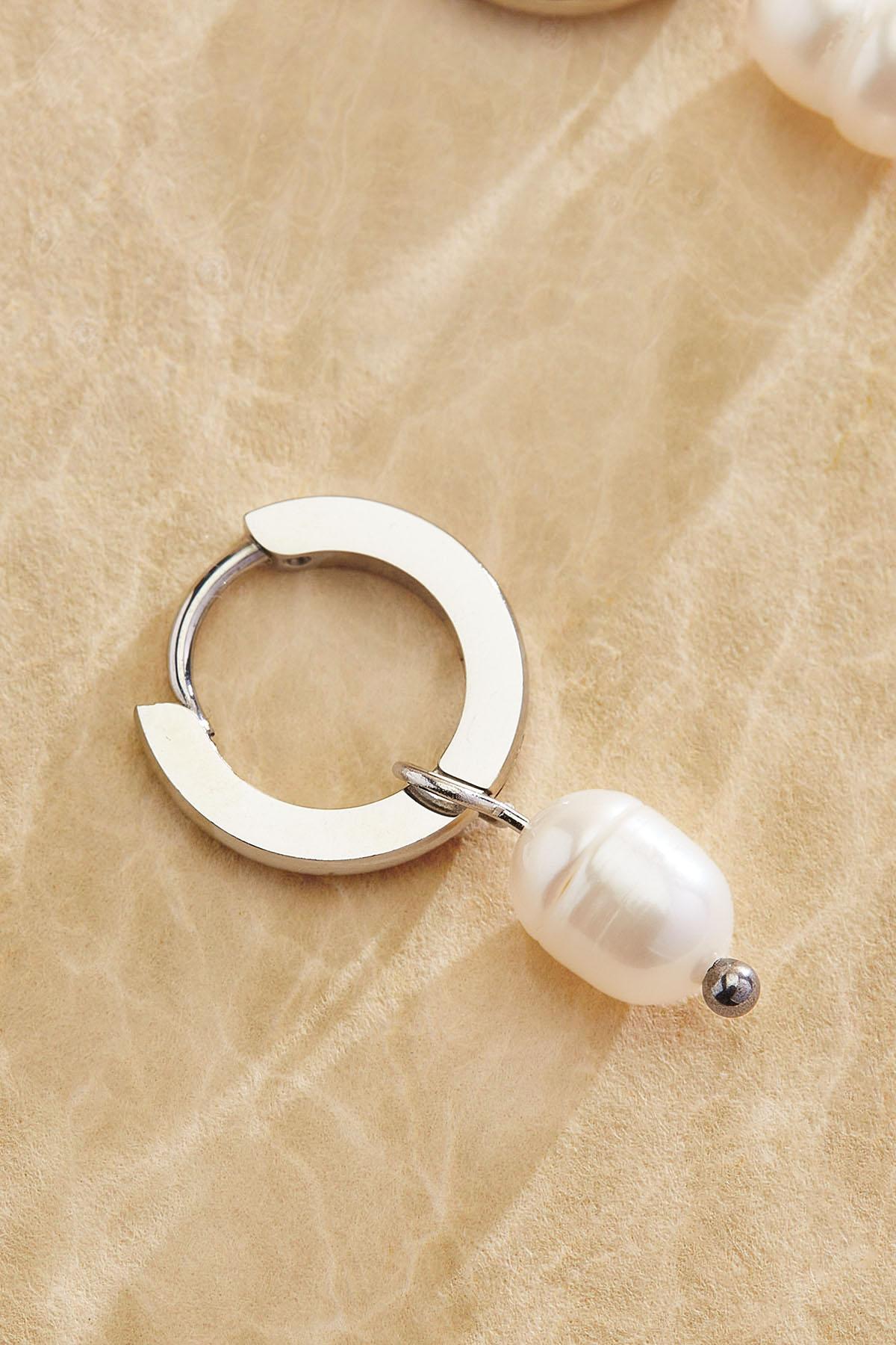Versona waterproof freshwater pearl huggie hoop earrings GOLD
