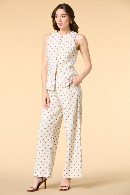 Versona dot in here linen vest NATURAL