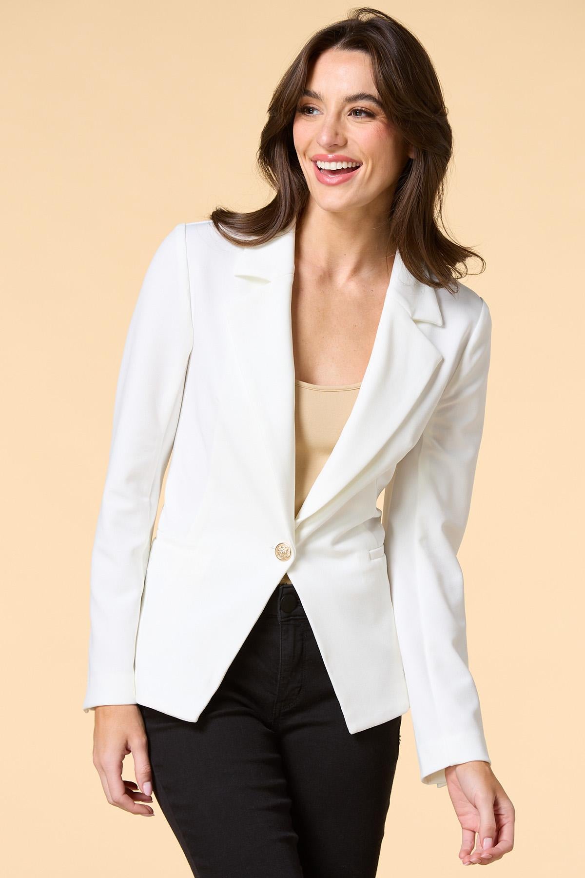 Versona office culture crepe blazer WHITE_ALYSSUM