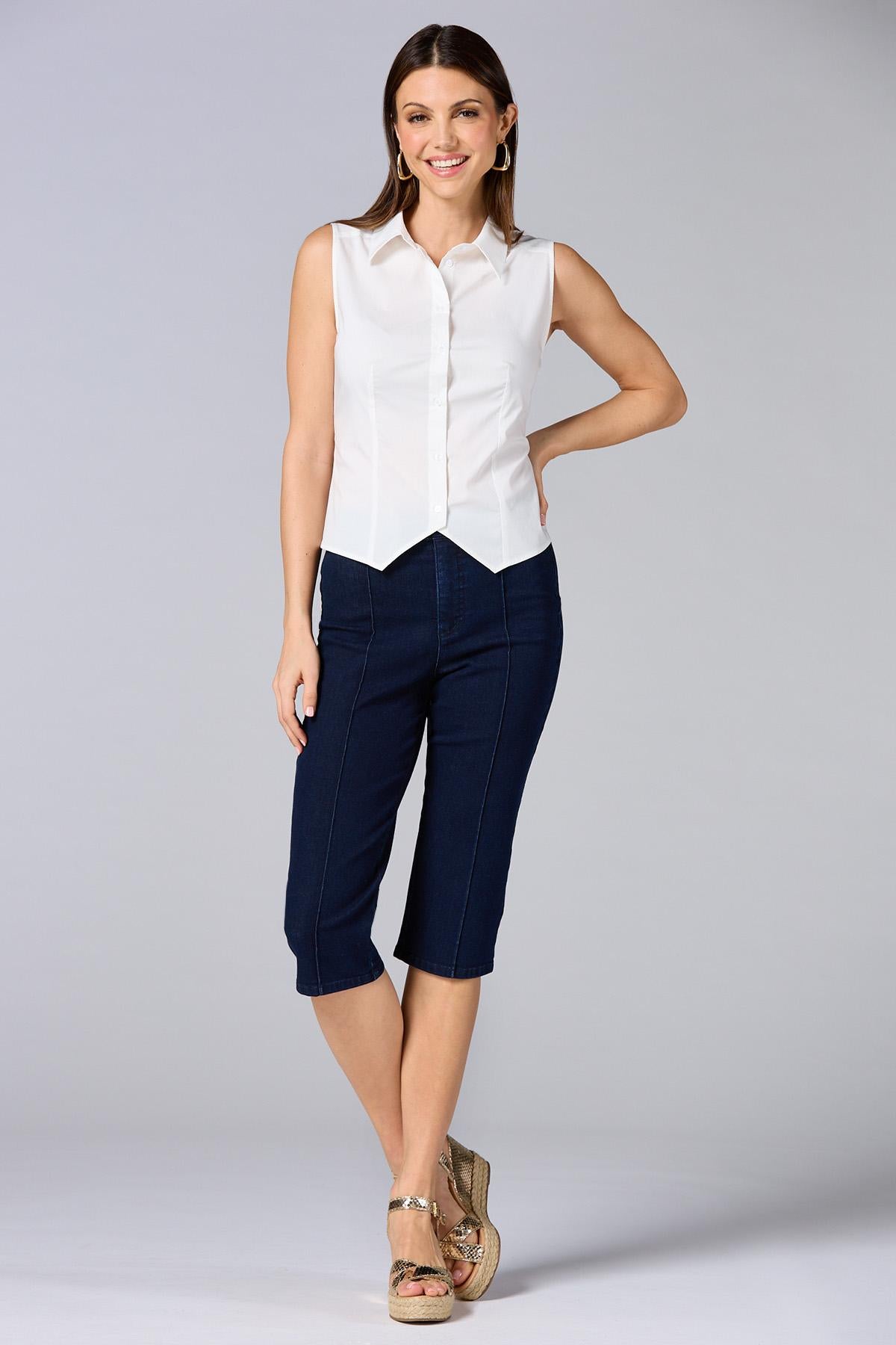 Versona cache white collared tank BRIGHT_WHITE