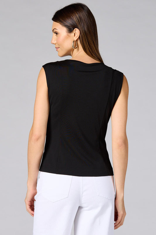 Versona cache ruffle trim tank BLACK