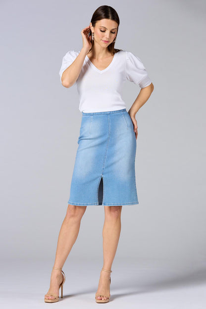 Versona cache denim pencil skirt LIGHT_WASH_DENIM