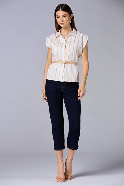 Versona cache slit hem cropped jeans DARK_WASH_DENIM